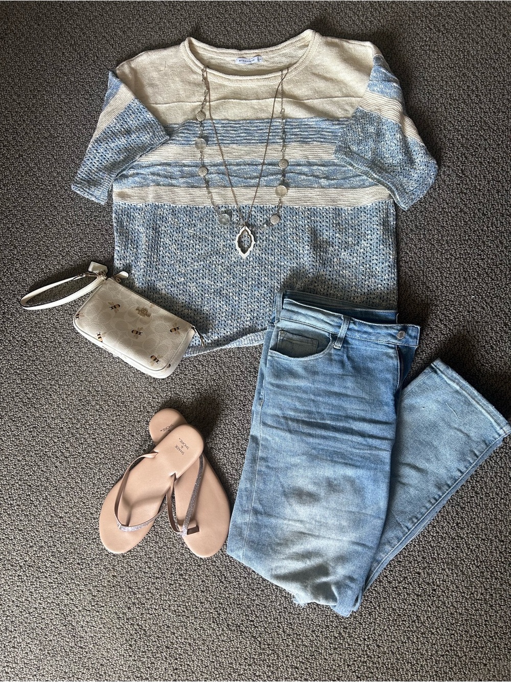 Staccato Blue & Cream Striped Short-Sleeve Knit Top - Picture 8 of 9